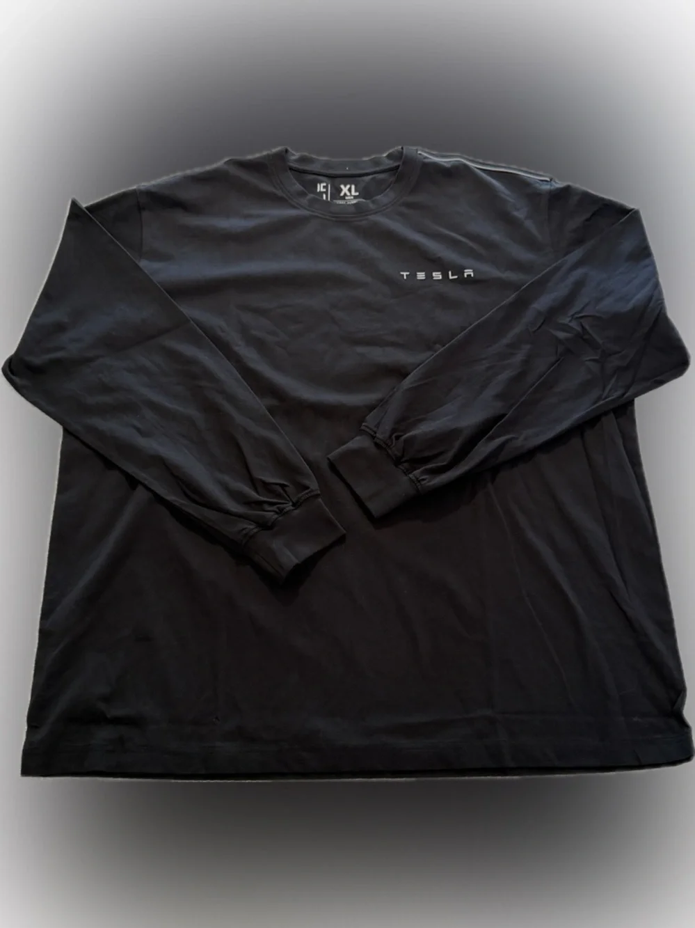 Tesla Long Sleeve Shirt XL Black Logo Graphic Crew Neck Mens NWOT - Picture 1 of 8